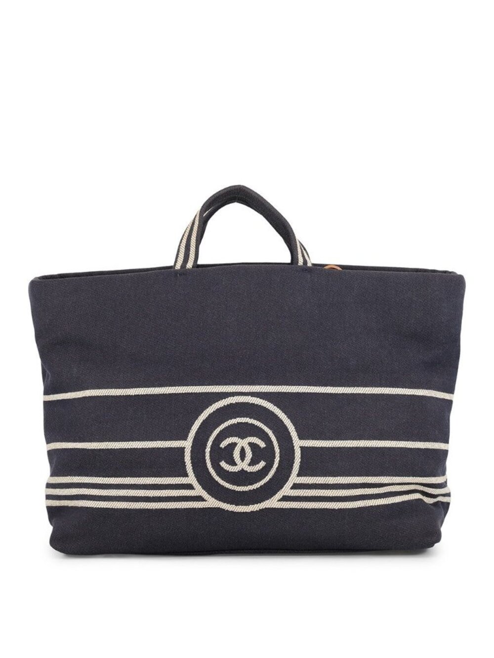 Chanel Tote CC Logo Denim Leather 2-Way Shoulder Bag